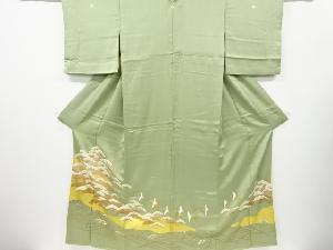 松原群鶴模様刺繍三つ紋色留袖(比翼付き)